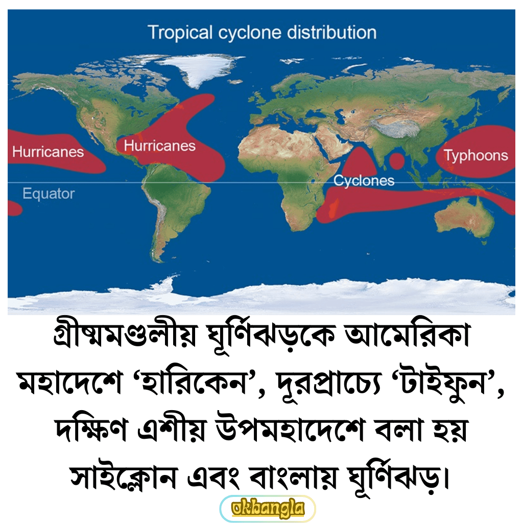 মহাদেশভেদে ঘূর্ণিঝড়ের বিভিন্ন নাম