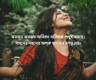 ঝমঝম ঝমঝম অবিরত বারিধারা শুধুই ঝরছে।
গগনের নয়নের অশ্রু থামবার বস্তু নয়।