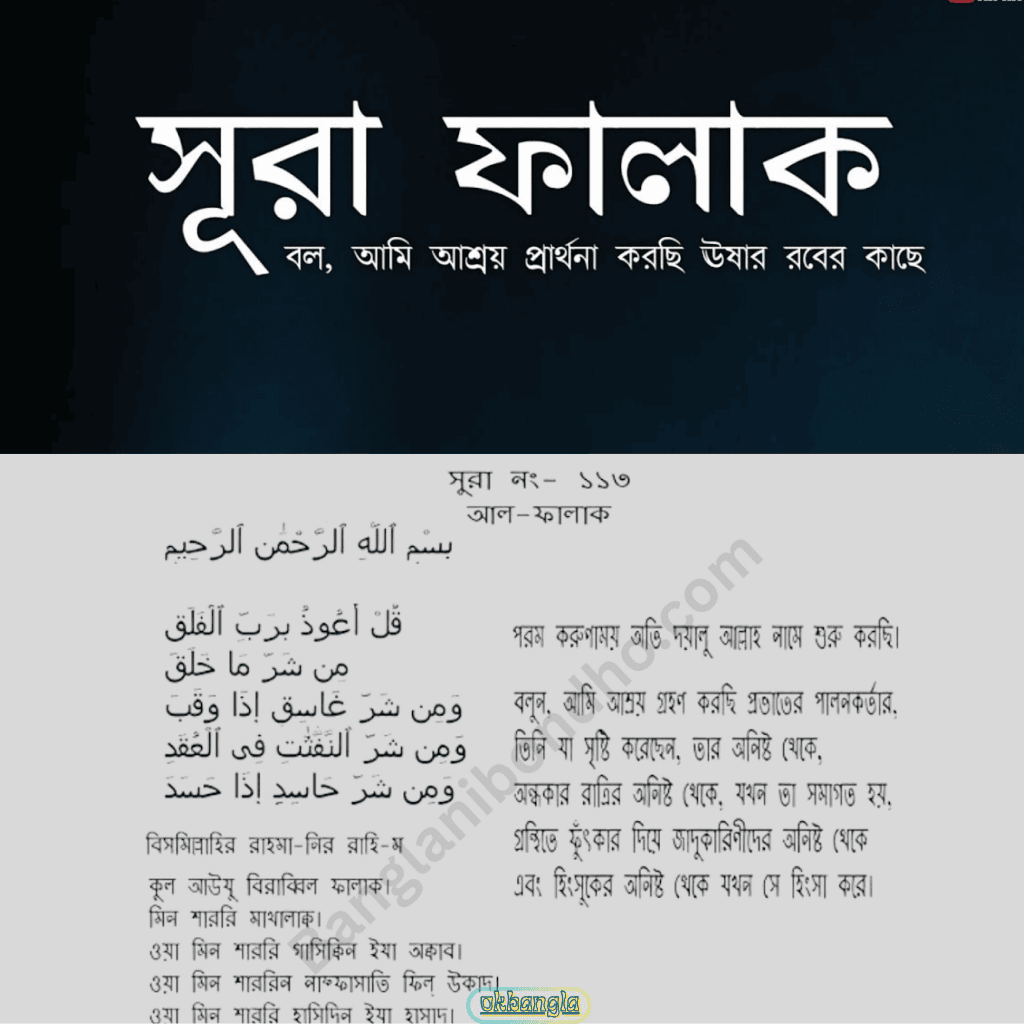 সূরা ফালাক অনুবাদ